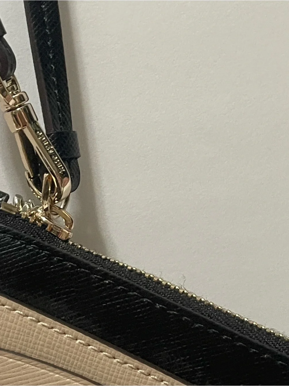 kate spade Two-Tone Tan and Black ID Card Holder with Key Ring